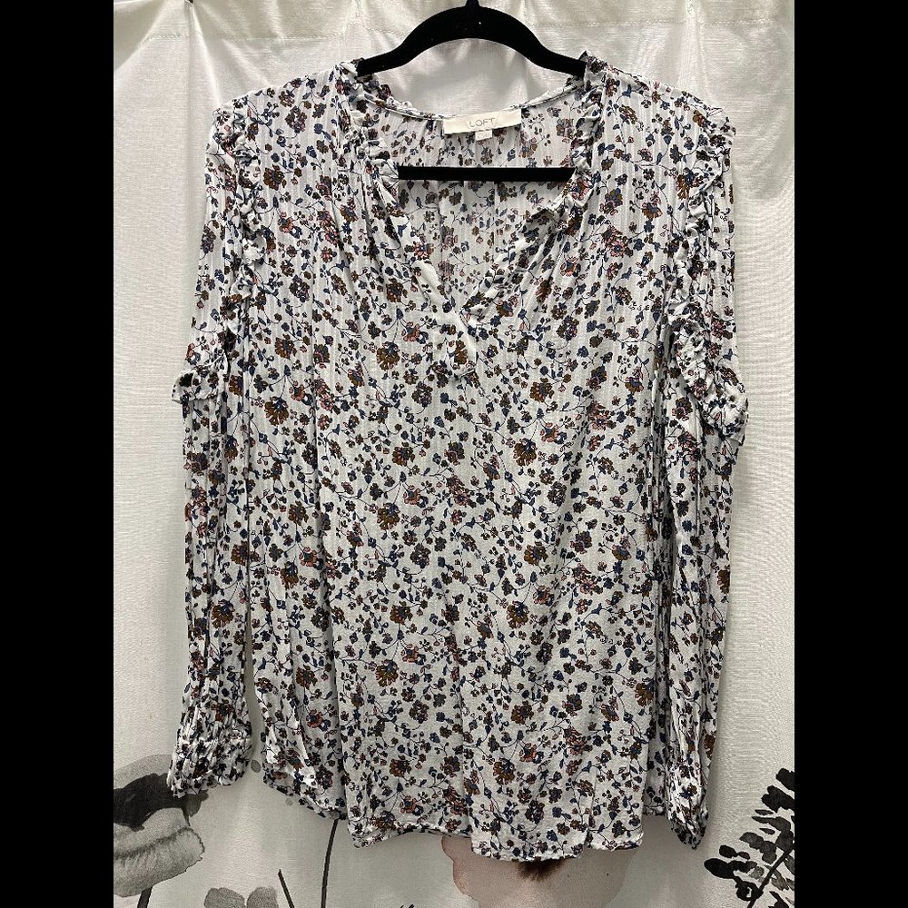Long Sleeve Ruffle Floral Blouse
